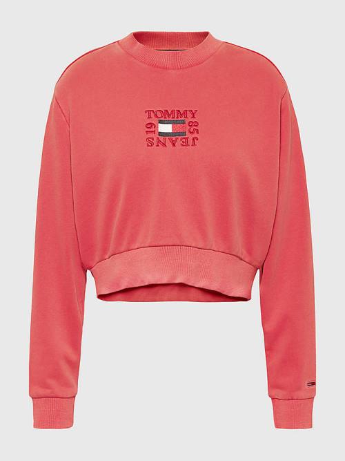 Ženske Tommy Hilfiger Cropped Logo Duksevi Crveni | TH970IGB