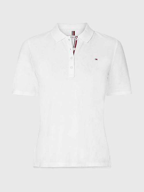 Ženske Tommy Hilfiger Curve Essential Placket Detail Polo Majice Bela | TH063RHF