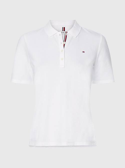 Ženske Tommy Hilfiger Curve Essential Placket Detail Polo Majice Bela | TH063RHF