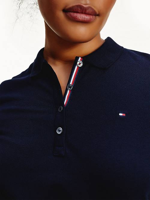 Ženske Tommy Hilfiger Curve Essential Placket Detail Polo Majice Plava | TH217PQK