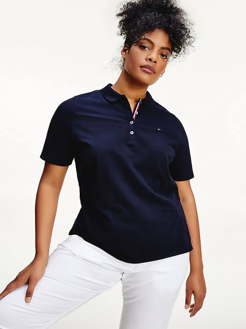 Ženske Tommy Hilfiger Curve Essential Placket Detail Polo Majice Plava | TH217PQK