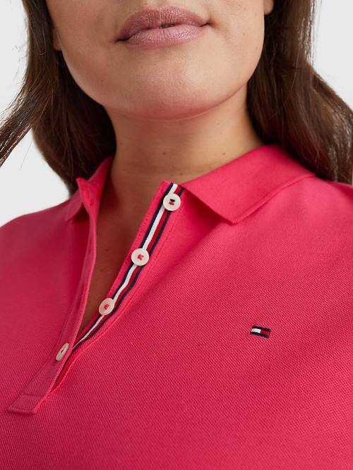 Ženske Tommy Hilfiger Curve Essential Placket Detail Polo Majice Roza | TH507OMT