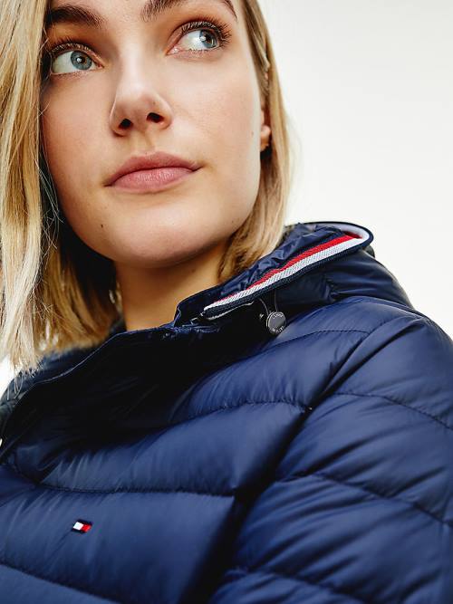 Ženske Tommy Hilfiger Curve Essential Removable Hood Down Jakna Plava | TH189YOT