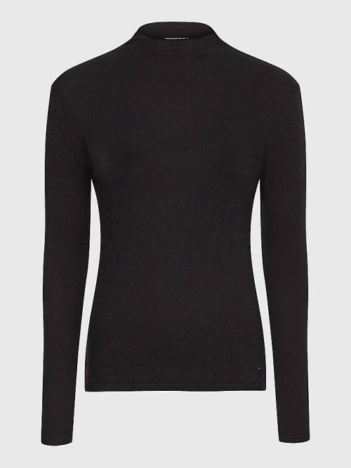 Ženske Tommy Hilfiger Curve High Neck Skinny Fit Modal Jumper Majice Crna | TH143VZL