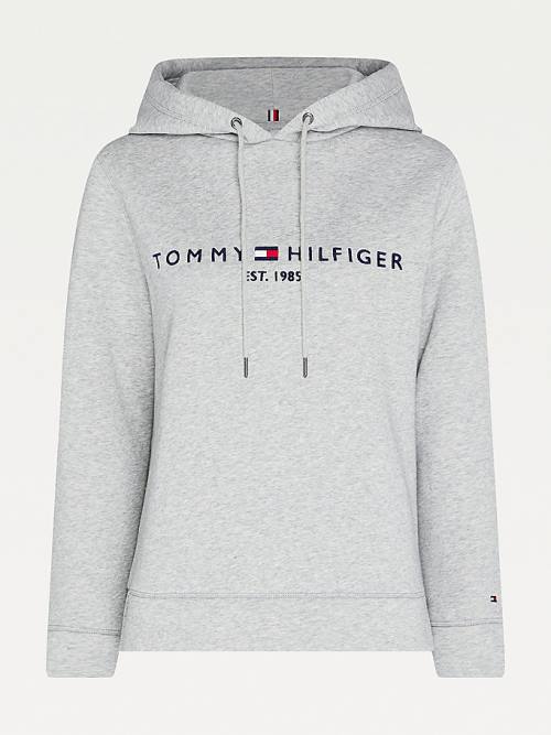 Ženske Tommy Hilfiger Curve Logo Drawstring Duks Hoodie Siva | TH276DPU