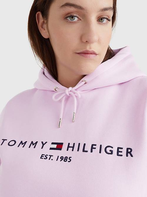 Ženske Tommy Hilfiger Curve Logo Drawstring Duks Hoodie Ljubičasta | TH407GAT