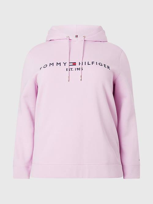 Ženske Tommy Hilfiger Curve Logo Drawstring Duks Hoodie Ljubičasta | TH407GAT