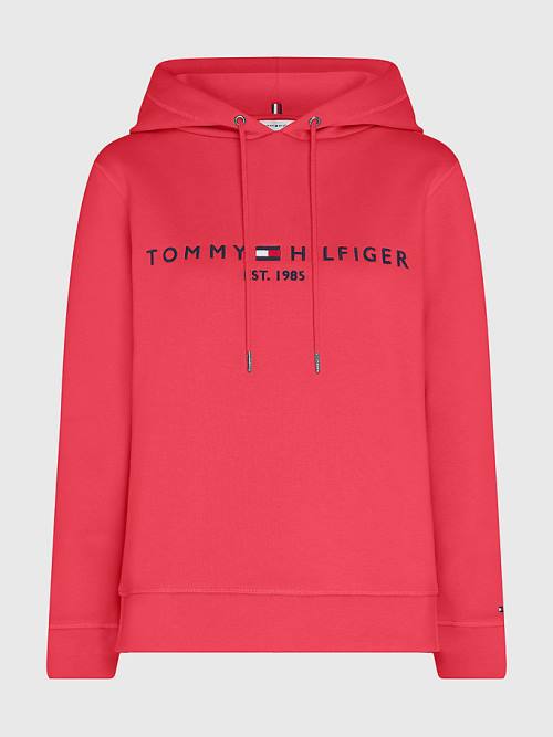 Ženske Tommy Hilfiger Curve Logo Drawstring Duks Hoodie Roza | TH912TUM