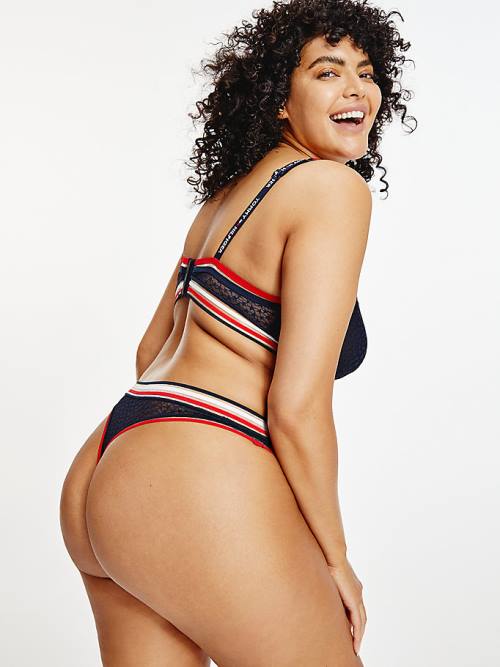 Ženske Tommy Hilfiger Curve Mesh Thong Donji veš Plava | TH910PGF