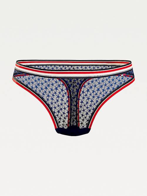 Ženske Tommy Hilfiger Curve Mesh Thong Donji veš Plava | TH910PGF