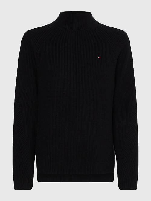 Ženske Tommy Hilfiger Curve Mock Turtleneck Organic Cotton Knit Jumper Džemper Crna | TH918OIP