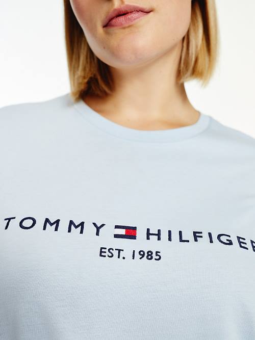 Ženske Tommy Hilfiger Curve Organic Cotton Logo Majice Plava | TH026JYB