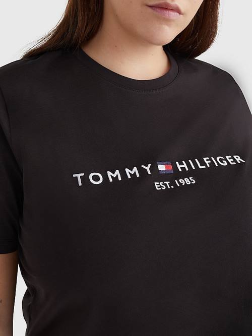 Ženske Tommy Hilfiger Curve Organic Cotton Logo Majice Crna | TH152JGF