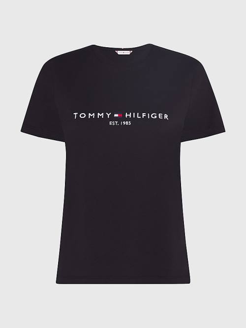 Ženske Tommy Hilfiger Curve Organic Cotton Logo Majice Crna | TH152JGF