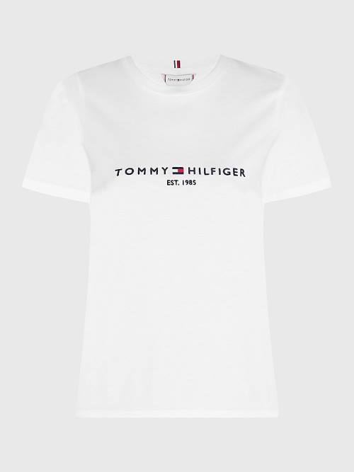 Ženske Tommy Hilfiger Curve Organic Cotton Logo Majice Bela | TH510LSV