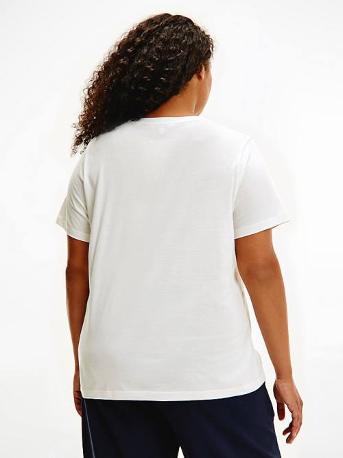 Ženske Tommy Hilfiger Curve Organic Cotton Tonal Logo Majice Bela | TH651GQO