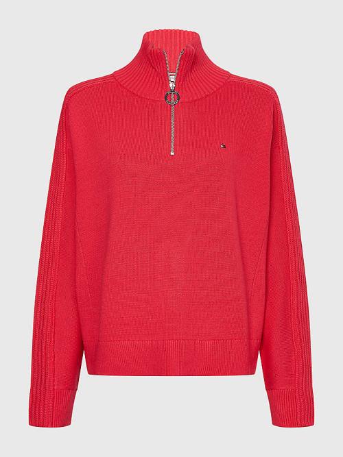 Ženske Tommy Hilfiger Curve Oversized Half-Zip High Neck Jumper Džemper Roza | TH952TVP