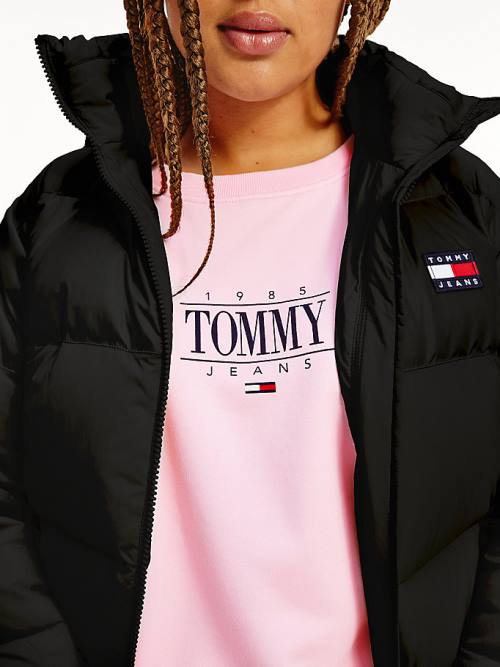 Ženske Tommy Hilfiger Curve Recycled Nylon Puffer Jakna Crna | TH164ROZ