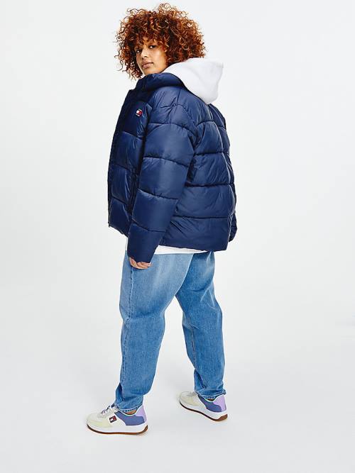 Ženske Tommy Hilfiger Curve Recycled Nylon Puffer Jakna Plava | TH823FGU