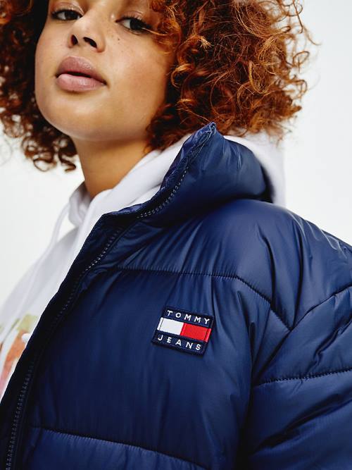 Ženske Tommy Hilfiger Curve Recycled Nylon Puffer Jakna Plava | TH823FGU