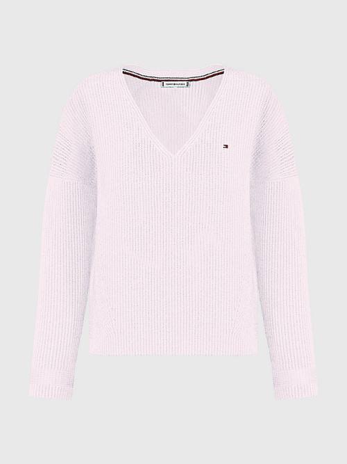 Ženske Tommy Hilfiger Curve Rib-Knit Organic Cotton Relaxed Fit Jumper Džemper Roza | TH832VCO