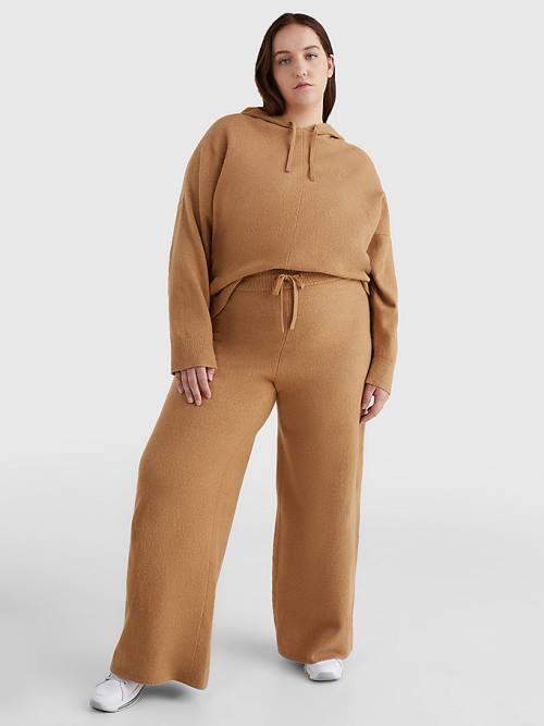 Ženske Tommy Hilfiger Curve TH Flex Wide Leg Pantalone Braon | TH029NJQ