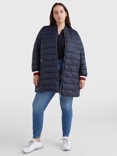 Ženske Tommy Hilfiger Curve TH Protect Filled Long Bomber Coat Jakna Plava | TH813OBS