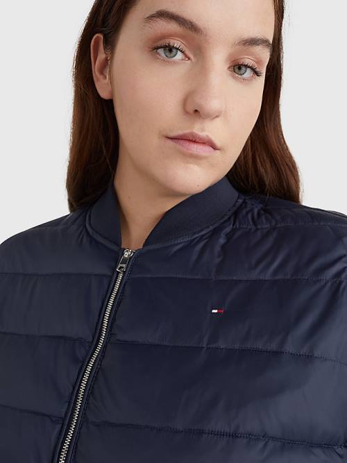 Ženske Tommy Hilfiger Curve TH Protect Filled Long Bomber Coat Jakna Plava | TH813OBS