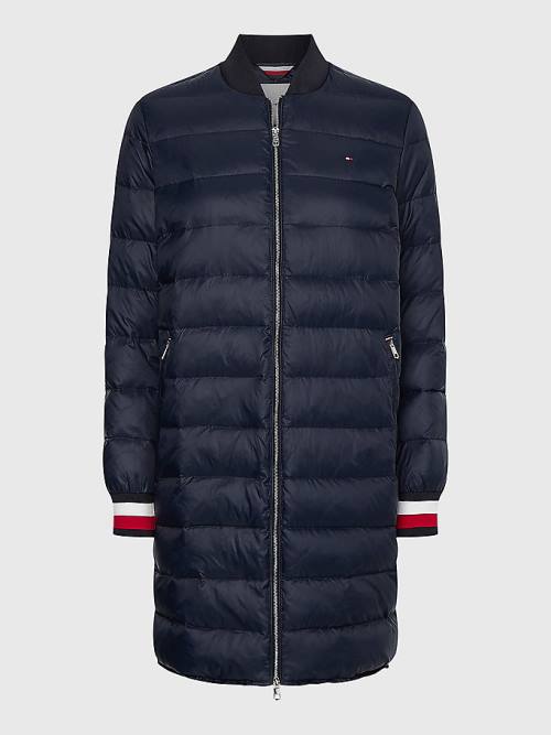 Ženske Tommy Hilfiger Curve TH Protect Filled Long Bomber Coat Jakna Plava | TH813OBS