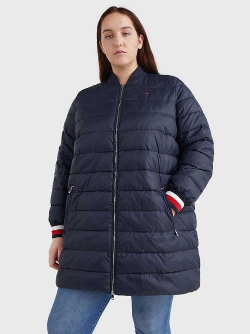 Ženske Tommy Hilfiger Curve TH Protect Filled Long Bomber Coat Jakna Plava | TH813OBS