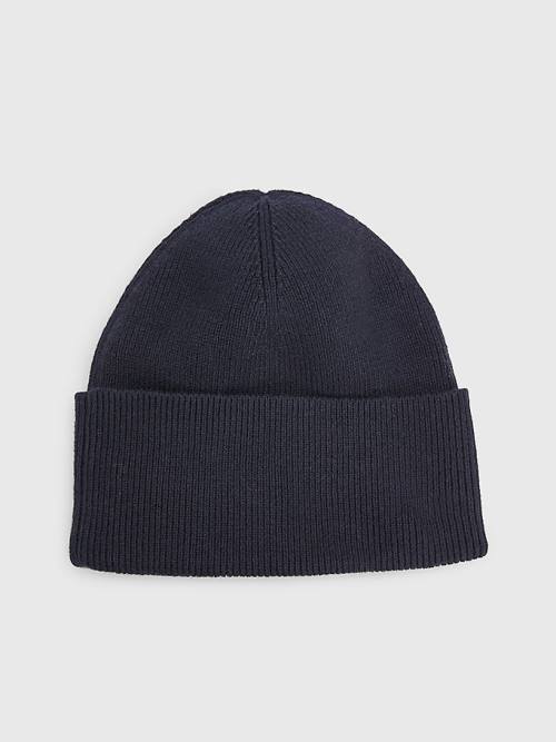 Ženske Tommy Hilfiger Essential Cotton Cashmere Beanie Kape Plava | TH129SFM