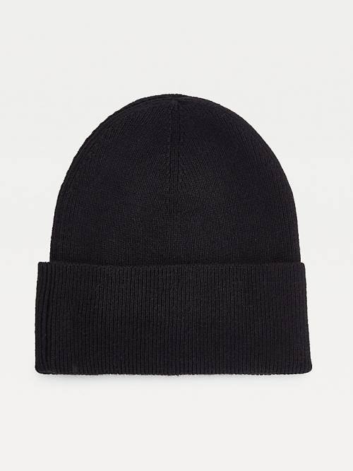 Ženske Tommy Hilfiger Essential Cotton Cashmere Beanie Kape Crna | TH296SZT