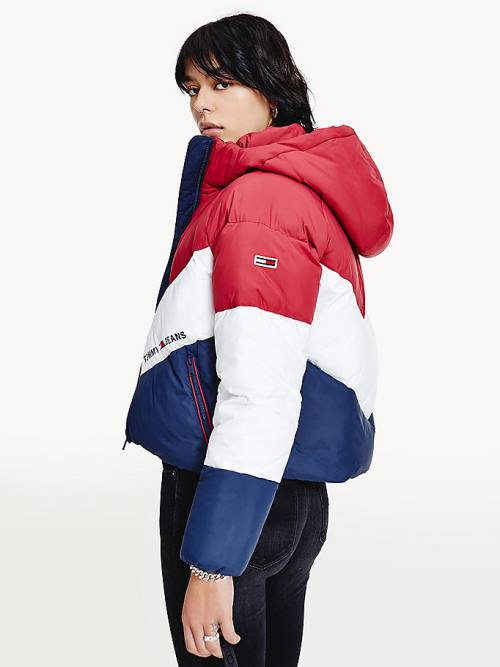 Ženske Tommy Hilfiger Essential Down Chevron Puffer Jakna Crveni | TH435BZU