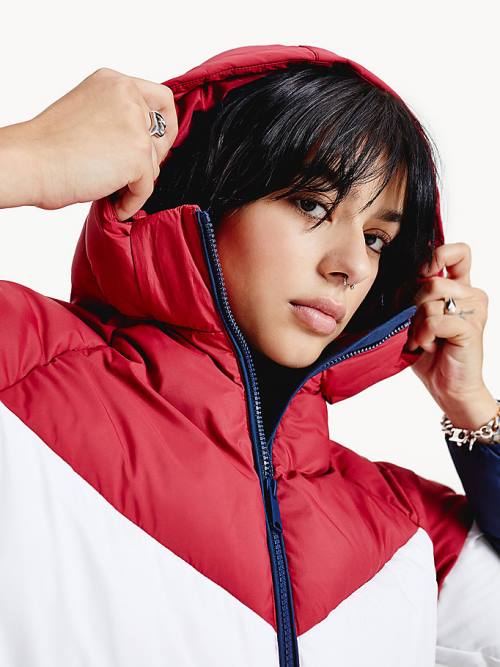 Ženske Tommy Hilfiger Essential Down Chevron Puffer Jakna Crveni | TH435BZU