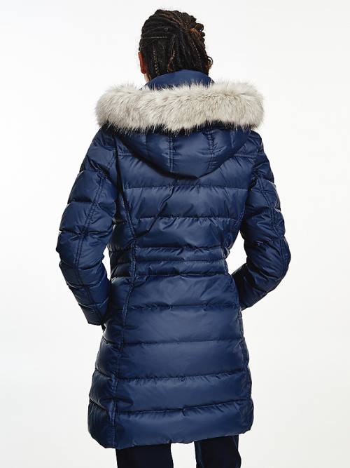 Ženske Tommy Hilfiger Essential Down-Filled Faux Fur Trim Coat Jakna Plava | TH759UYF