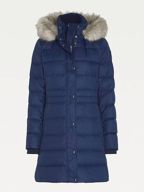 Ženske Tommy Hilfiger Essential Down-Filled Faux Fur Trim Coat Jakna Plava | TH759UYF