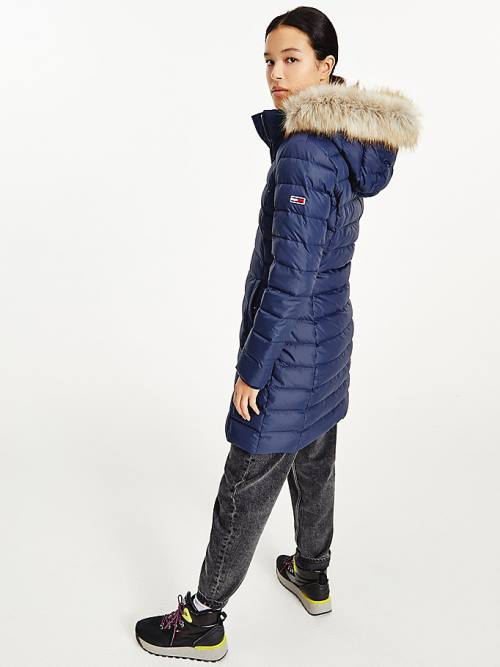 Ženske Tommy Hilfiger Essential Hooded Down Coat Jakna Plava | TH372RHL