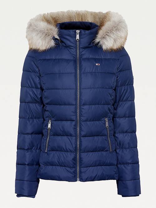 Ženske Tommy Hilfiger Essential Hooded Padded Jakna Plava | TH840TIC