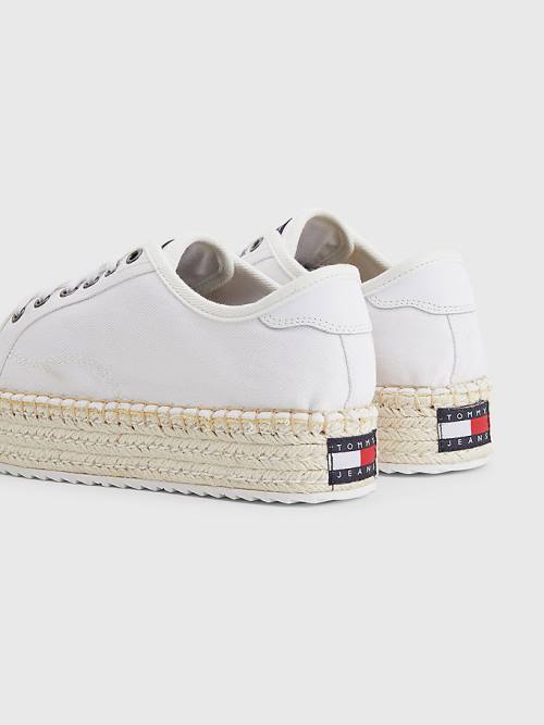 Ženske Tommy Hilfiger Essential Lace-Up Flatform Espadrilles Mokasine Bela | TH407QIA