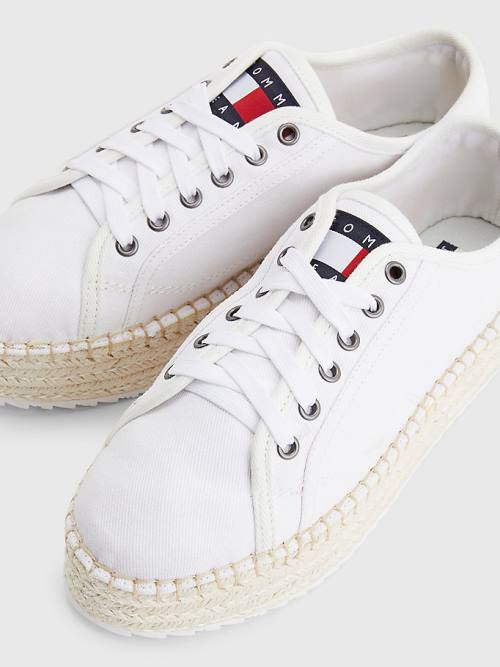 Ženske Tommy Hilfiger Essential Lace-Up Flatform Espadrilles Mokasine Bela | TH407QIA