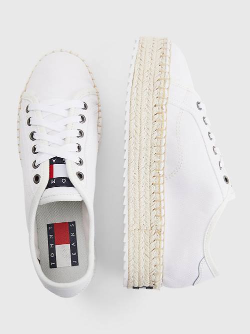 Ženske Tommy Hilfiger Essential Lace-Up Flatform Espadrilles Mokasine Bela | TH407QIA