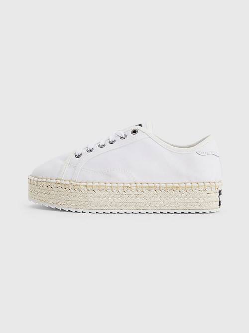 Ženske Tommy Hilfiger Essential Lace-Up Flatform Espadrilles Mokasine Bela | TH407QIA