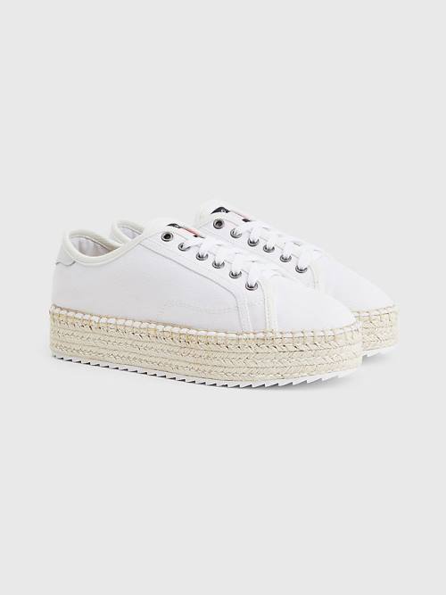 Ženske Tommy Hilfiger Essential Lace-Up Flatform Espadrilles Mokasine Bela | TH407QIA