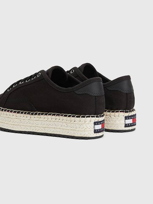 Ženske Tommy Hilfiger Essential Lace-Up Flatform Espadrilles Mokasine Crna | TH549JAR