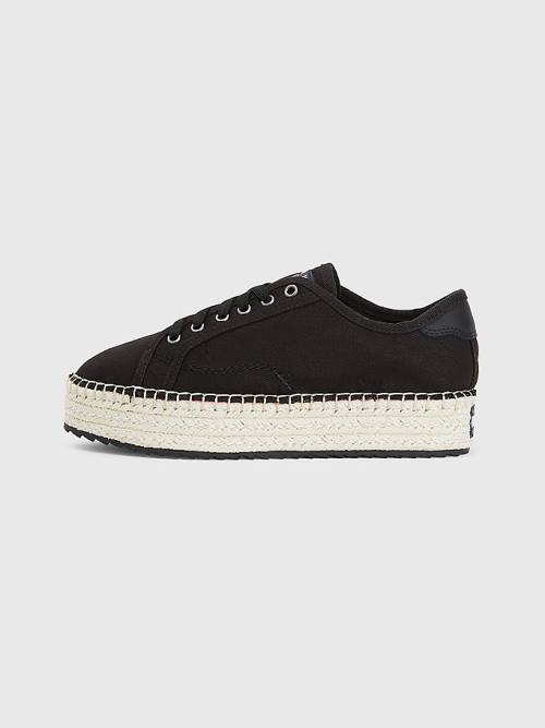 Ženske Tommy Hilfiger Essential Lace-Up Flatform Espadrilles Mokasine Crna | TH549JAR