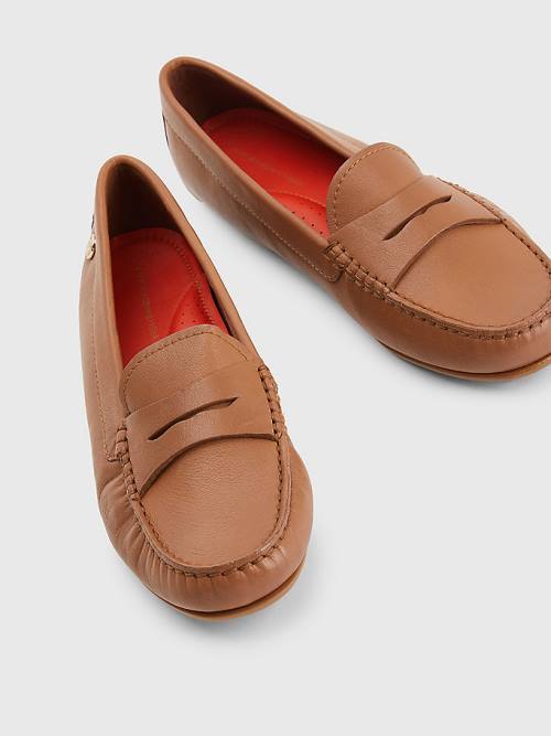 Ženske Tommy Hilfiger Essential Leather Moccasins Mokasine Braon | TH409GYL