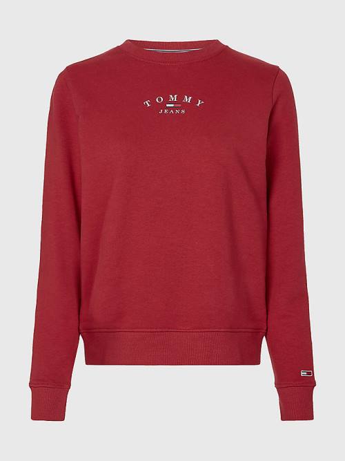 Ženske Tommy Hilfiger Essential Logo Crew Neck Duksevi Crveni | TH127BLN