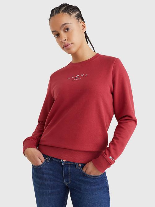 Ženske Tommy Hilfiger Essential Logo Crew Neck Duksevi Crveni | TH127BLN