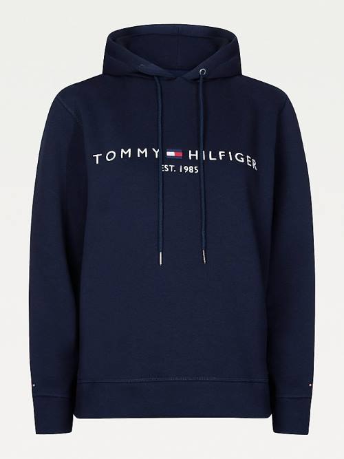 Ženske Tommy Hilfiger Essential Logo Duks Hoodie Plava | TH079VOL