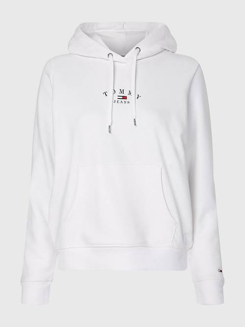 Ženske Tommy Hilfiger Essential Logo Duks Hoodie Bela | TH387EPD